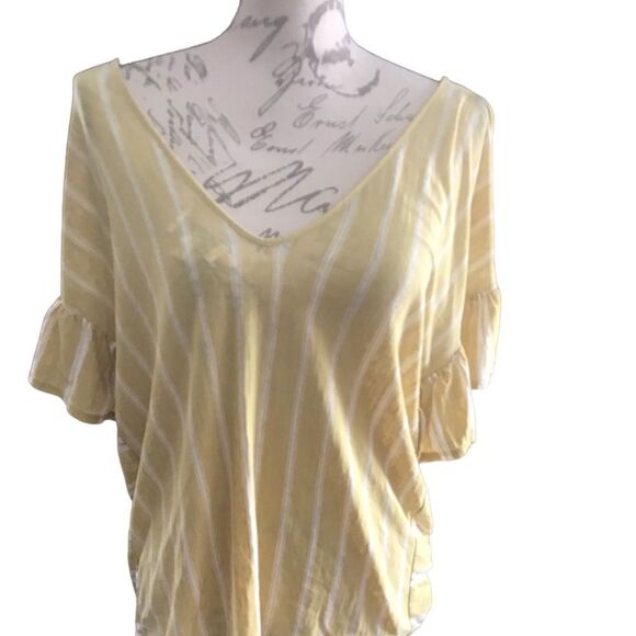 Lucky Brand Yellow and White Blouse Medium - Picture 10 of 10